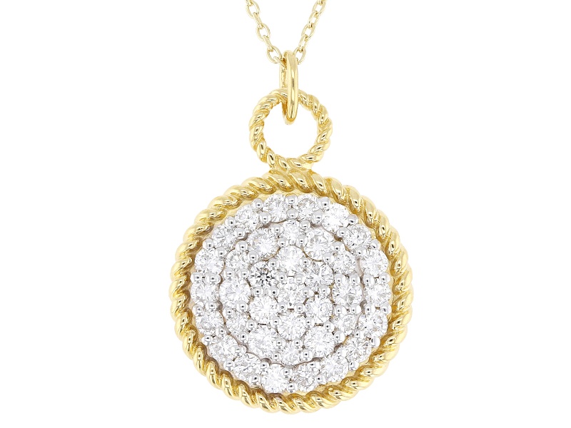 Pre-Owned White Lab-Grown Diamond G-H VS 18K Yellow Gold Over Silver Dangle Pendant With 18" Chain 1