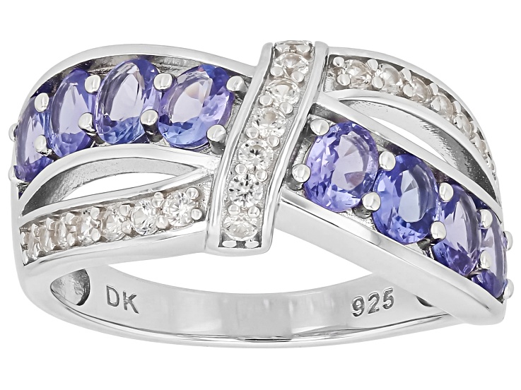 Pre-Owned Blue Tanzanite Rhodium Over Sterling Silver Ring 1.29ctw