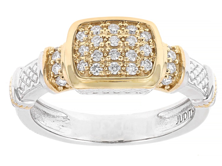 Pre-Owned Judith Ripka White PrazanaÂ® Lab Grown Diamonds Rhodium and 14k Yellow Gold Clad Harmony Ri