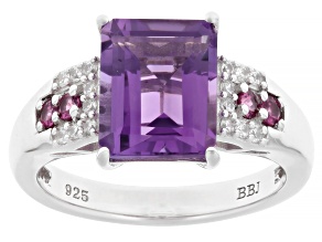 Pre-Owned Purple Canela Amethyst Rhodium Over Sterling Silver Ring 3.15ctw