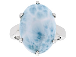 Pre-Owned Larimar Rhodium Over Sterling Silver Ring
