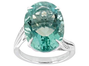 Pre-Owned Green Fluorite Rhodium Over Sterling Silver Ring 8.14ctw