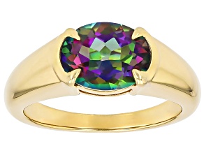 Pre-Owned Mystic Topaz® 18k Yellow Gold Over Sterling Silver Ring 2.76ct