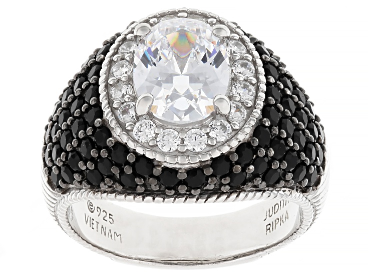 Pre-Owned Judith Ripka White Cubic Zirconia Rhodium Over Sterling Silver Ring 6.39ctw