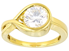 Pre-Owned Moissanite 14k Yellow Gold Over Silver Solitaire Ring 1.90ct DEW