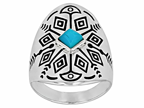 Pre-Owned Composite Kingman Turquoise Sterling Silver Statement Ring ...