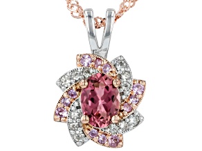 Pre-Owned Pink Tourmaline Rhodium Over Silver Pendant With Chain 0.81ctw