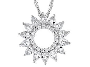 Pre-Owned White Topaz Rhodium Over Sterling Silver Pendant with Chain 2.55ctw