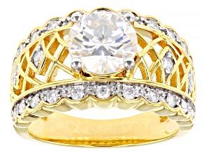 Pre-Owned Moissanite 14k Yellow Gold Over Silver Ring 2.38ctw DEW.