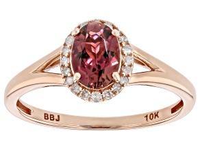 Pre-Owned Pink Tourmaline With White Diamond 10k Rose Gold Ring 0.74ctw