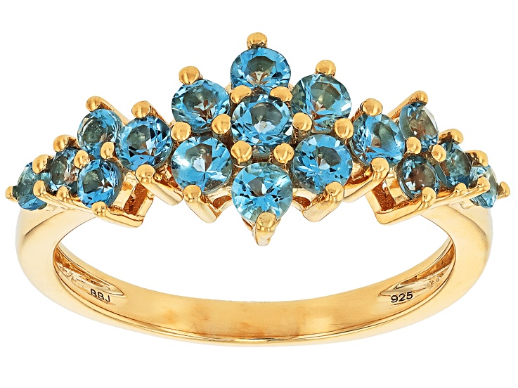 Pre-Owned Blue Ofiki Aquamarine 18K Yellow Gold Over Sterling Silver Ring 0.61ctw