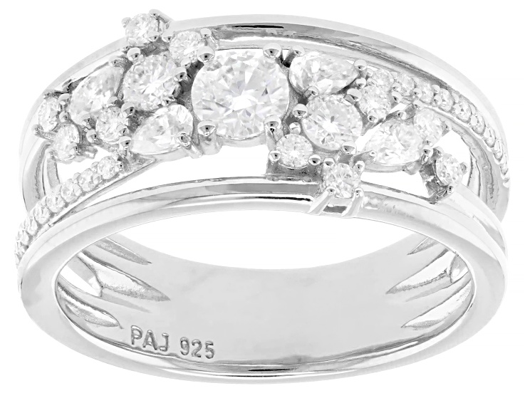 Pre-Owned Moissanite Platineve Scatter Design Ring 1.01ctw DEW