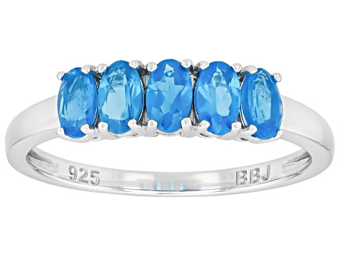 Blue Apatite Rhodium Over Sterling Silver Tennis Bracelet 8.25ctw