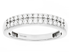 Pre-Owned White Lab-grown Diamond G-H SI Rhodium Over Sterling Silver Ring 0.40ctw