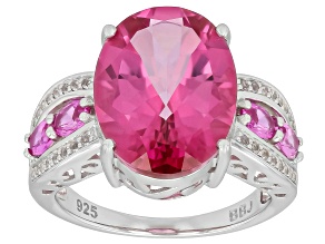 Pre-Owned Pink Topaz Rhodium Over Sterling Silver Ring 10.40ctw