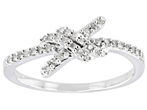 Pre-Owned White Diamond Rhodium Over Sterling Silver Knot Ring 0.17ctw