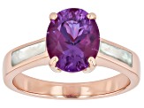 Pre-Owned Purple Color Change Zandrite(R) & White Mother-of-Pearl Inlay 18K Rose Gold Over Silver Ri