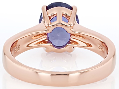 Pre-Owned Purple Color Change Zandrite(R) & White Mother-of-Pearl Inlay 18K Rose Gold Over Silver Ri