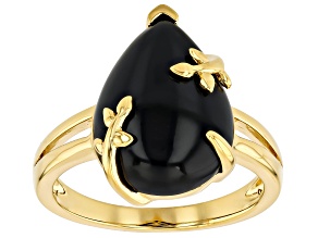 Pre-Owned Black Spinel 18k Yellow Gold Over Sterling Silver Ring 8.64ct