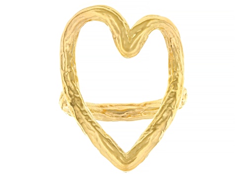 Pre-Owned 14K Yellow Gold Sterling Silver Open Heart Ring