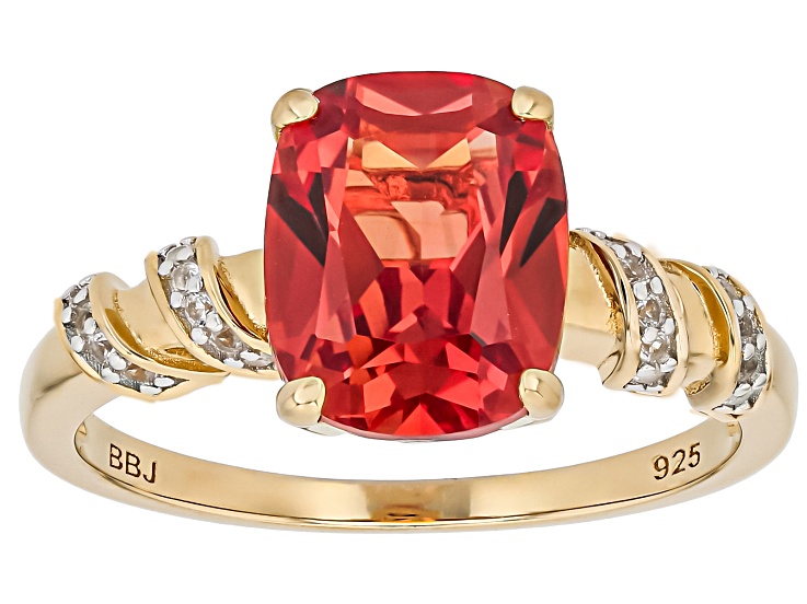 Pre-Owned Lab Sunset Sapphire With Lab White Sapphire 18k Yellow Gold Over Sterling Silver Ring 4.11