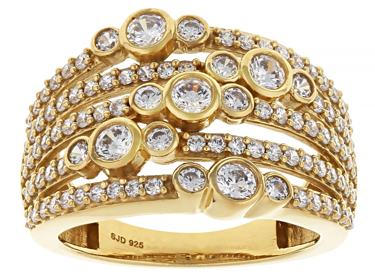 Pre-Owned White Cubic Zirconia 18k Yellow Gold Over Sterling Silver Ring 2.15ctw