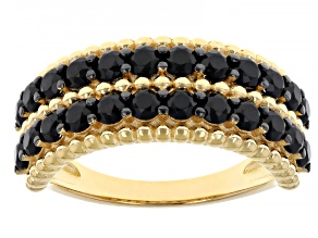 Pre-Owned Black Spinel 18k Yellow Gold Over Sterling Silver Band Ring 1.68ctw