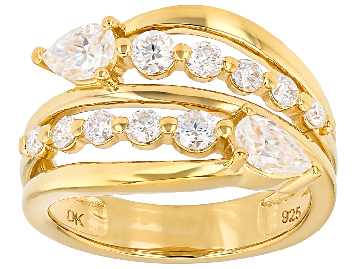Pre-Owned Moissanite 14K Yellow Gold Over Silver Bypass Ring 1.42ctw DEW
