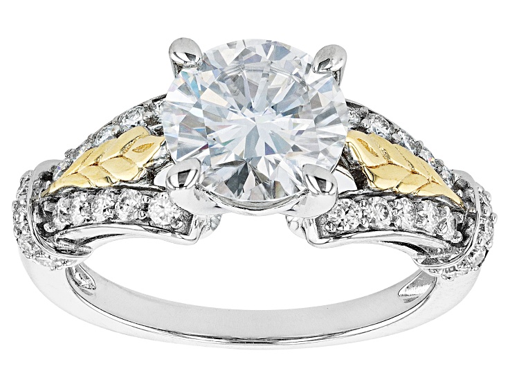 Pre-Owned Moissanite Platineve and 14k Yellow Gold Over Silver Ring 3.22ctw DEW