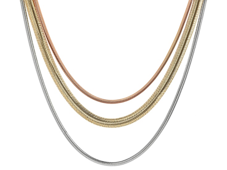 Pre-Owned Set Of Three Detachable Tri-Color Chains - P84117 | JTV