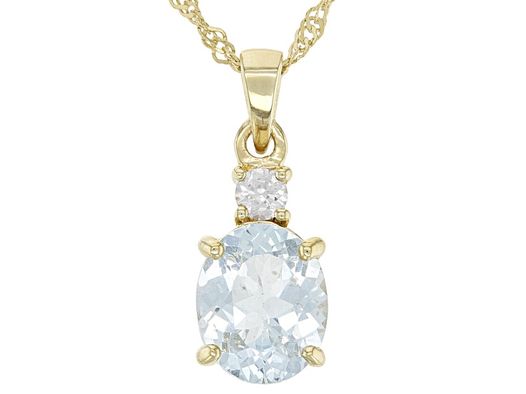 Pre-Owned Blue Apatite 18K Yellow Gold Over Sterling Silver Pendant With 18" Chain 2.92ctw