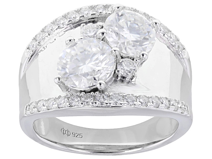 Pre-Owned Moissanite Platineve Wide Band Ring 2.88ctw DEW.