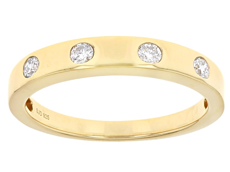 Pre-Owned White Lab-Grown Diamond H SI 14K Yellow Gold Over Sterling Silver Mens Band Ring 0.25ctw