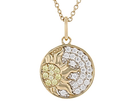 Pre-Owned Canary And White Cubic Zirconia 18k Yellow Gold Over Sterling Silver Pendant 1.30ctw