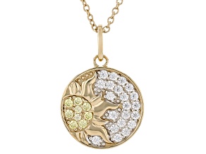 Pre-Owned Canary And White Cubic Zirconia 18k Yellow Gold Over Sterling Silver Pendant 1.30ctw