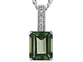 Pre-Owned Green Labradorite Rhodium Over Sterling Silver Pendant With Chain 2.72ctw
