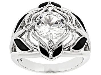 Picture of Pre-Owned White Lab Created Sapphire Rhodium Over Brass Ring 2.15ctw