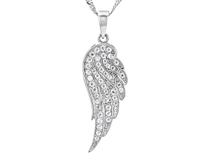 Pre-Owned Moissanite Platineve Angel Wing Pendant 0.58ctw DEW