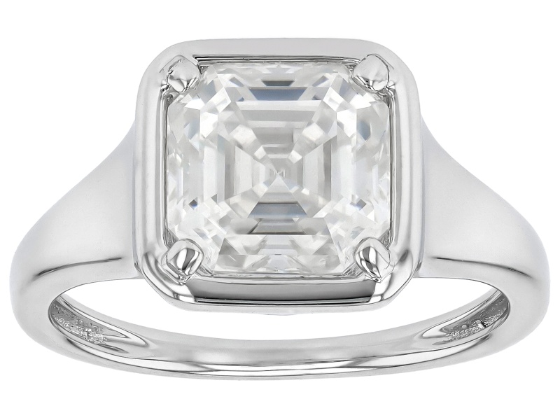 Pre-Owned Moissanite Platineve Solitaire Ring 2.96ct DEW.