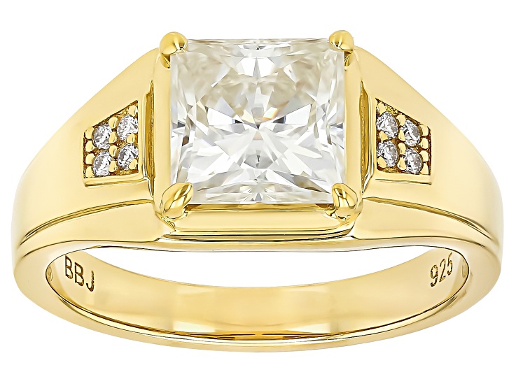 Pre-Owned Moissanite 14k Yellow Gold Over Silver Gent's Ring 3.18ctw DEW.