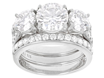 Picture of Pre-Owned Moissanite Platineve Ring With Two Bands 4.26ctw DEW