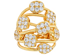 Pre-Owned Moissanite 14k Yellow Gold Over Silver Cocktail Ring 1.69ctw DEW.