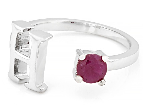 Pre-Owned Red Ruby Rhodium Over Sterling Silver Ring 0.20ct