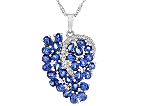 Pre-Owned Blue Kyanite Rhodium Over Sterling Silver Pendant With Chain 5.68ctw