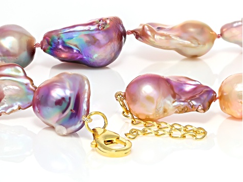 Pre-Owned Genusis™ Multi-Color Freshwater Pearl 14k Yellow Gold Over ...
