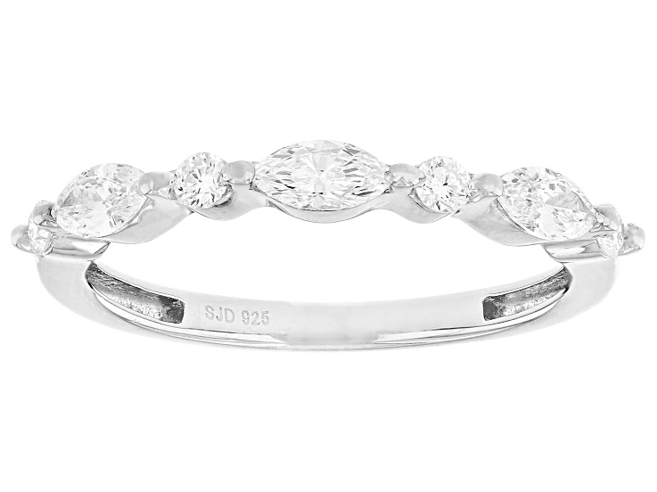Pre-Owned White Lab-Grown Diamond H SI Rhodium Over Sterling Silver Band Ring 0.50ctw