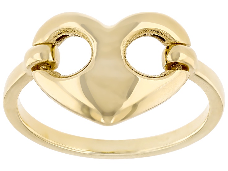 Pre-Owned 14k Yellow Gold Heart Mariner Link Ring