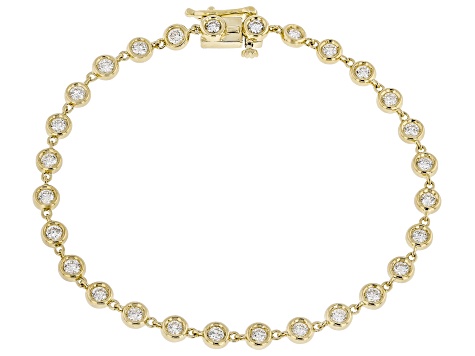 Pre-Owned Round White Lab-Grown Diamond G-H SI 10K Yellow Gold Tennis Bracelet 1.50ctw
