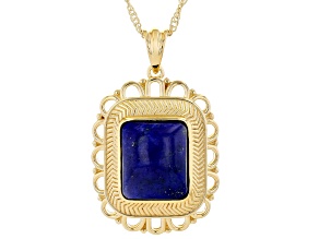 Pre-Owned Lapis Lazuli 18k Yellow Gold Over Sterling Silver Pendant With Chain