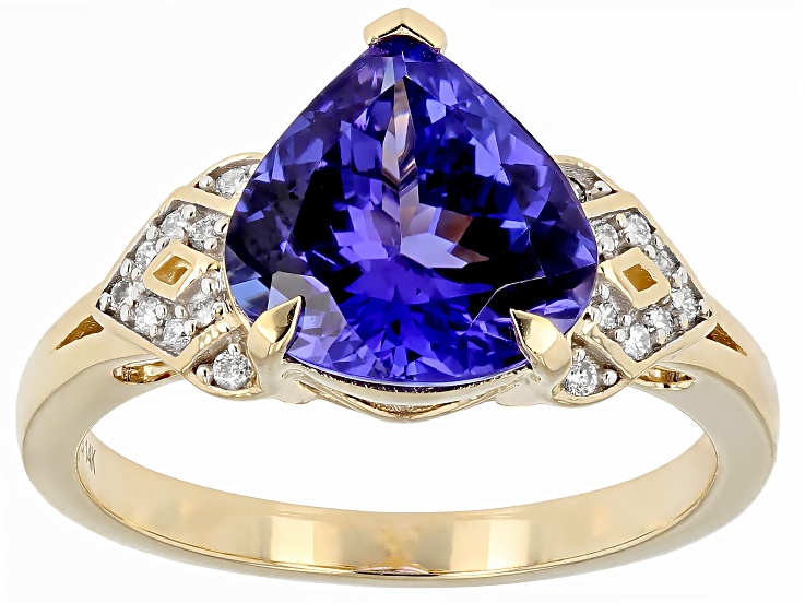 Pre-Owned Blue Tanzanite With White Diamond 14k Yellow Gold Ring 3.44ctw